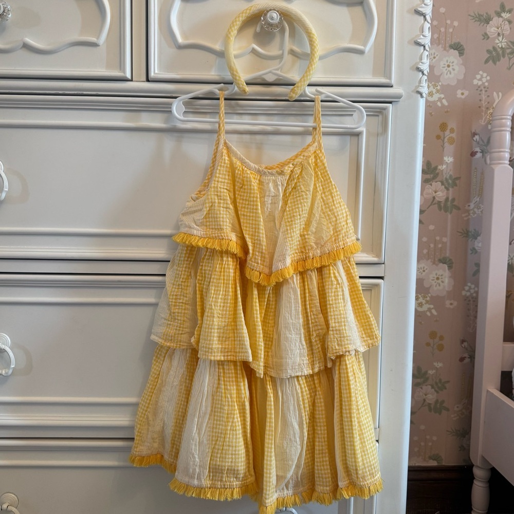 Girl’s Haute Hippie Checkered Dress & Headband